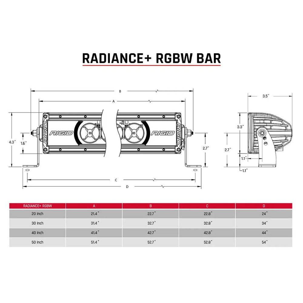 Rigid Industries Radiance + Barre lumineuse de 50 "- RGBW [250053]