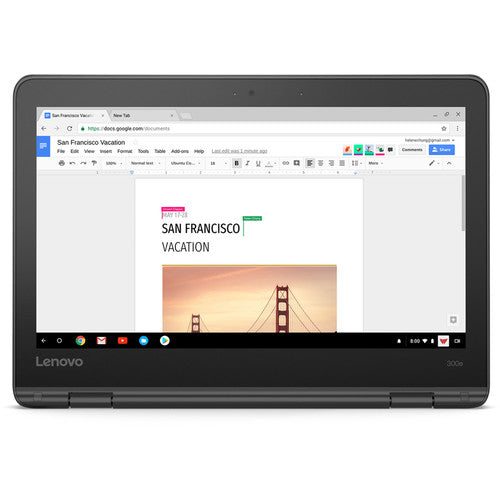 Lenovo Chromebook 300e 2nd Gen 2-in-1 – 11.6", Celeron 1.1GHz, 4GB RAM, 32GB SSD (Black)