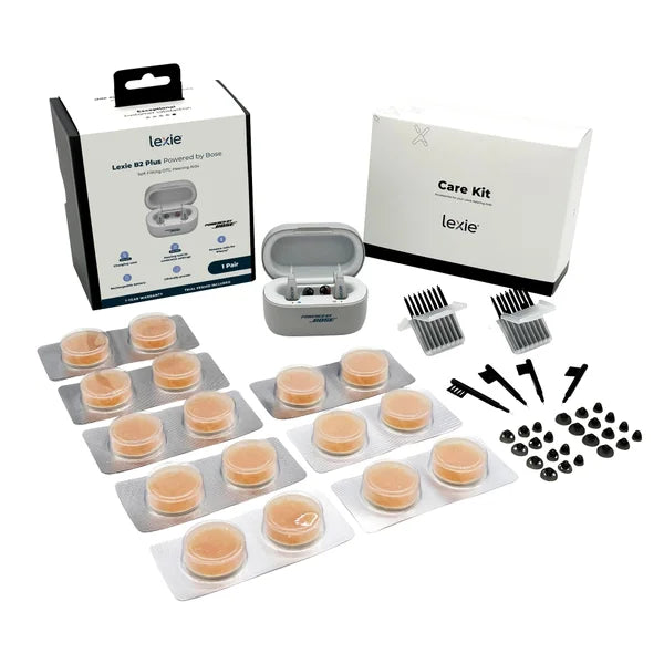 Lexie B2 Plus Rechargeable Self-fitting OTC Hearing Aids Powered by Bose (Gray)