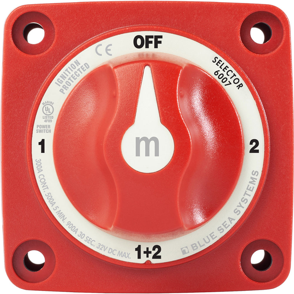 Blue Sea 6007 m-Series (Mini) Selector de interruptor de batería de cuatro posiciones, Rojo [6007]