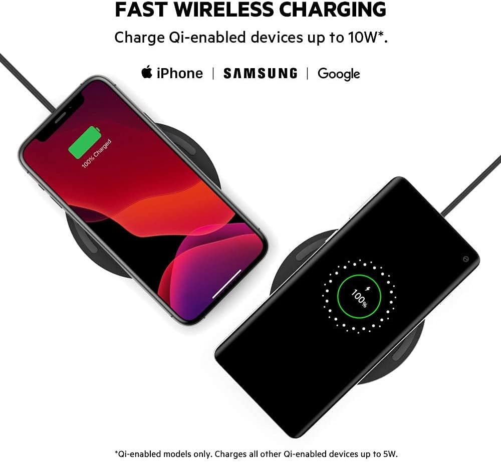 Belkin 10W Wireless Charging Pad (2-Pack) – Fast Qi Charger for iPhone, Samsung & AirPods – Black (No Power Adapter)