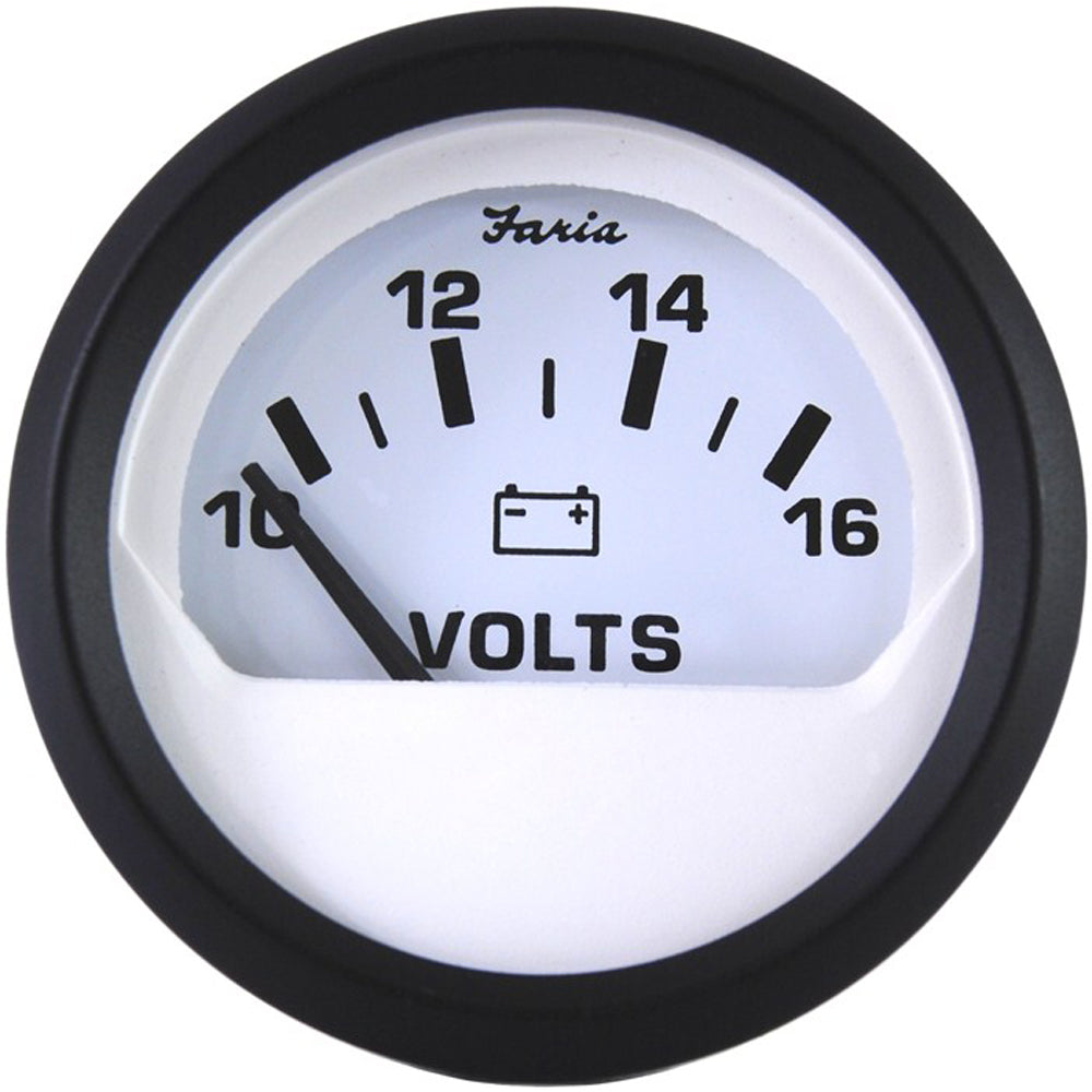 Faria Euro White 2" Voltmeter 10-16Vdc