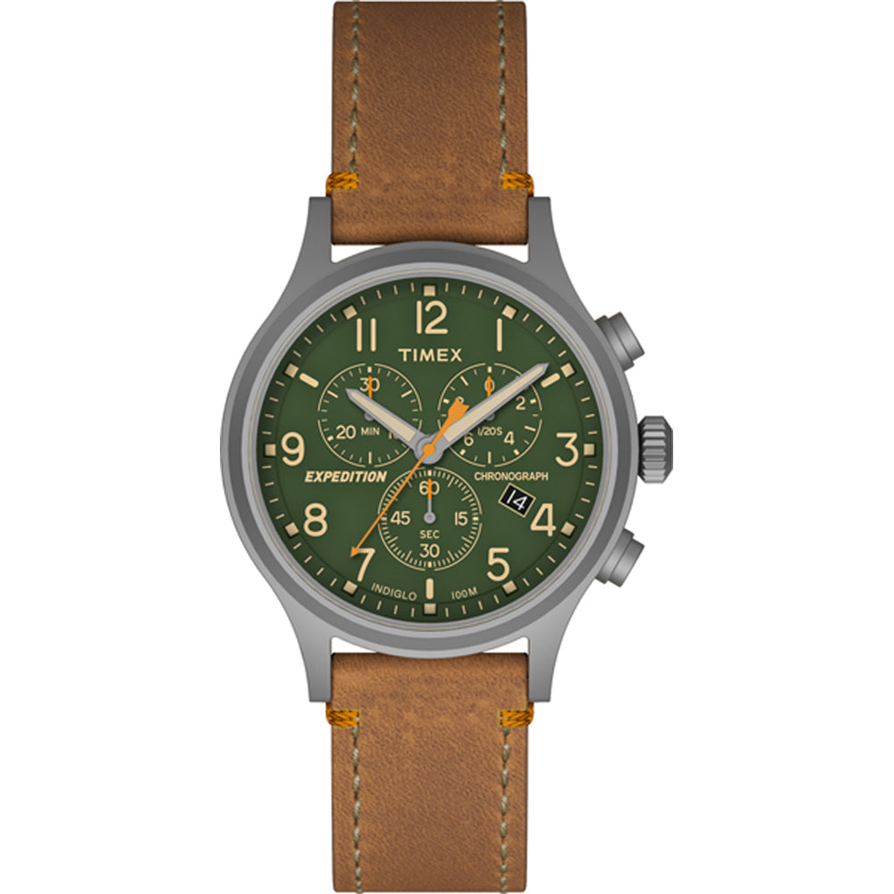 Timex Expedition Scout Chrono Tan Strap Green Dial