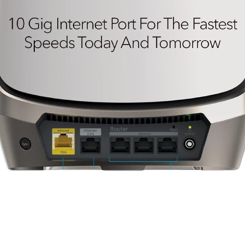 NETGEAR Orbi Quad-Band WiFi 6E Mesh System - Router with 2 Satellite Extenders