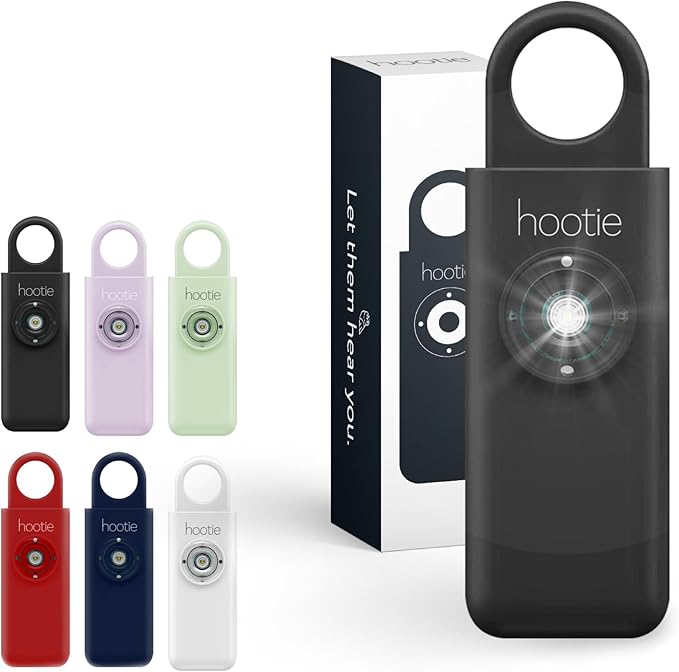 Hootie Personal Safety Alarm – 130 dB Siren & Strobe Light Keychain, Self-Defense Alarm for Women, Men & Kids (Black)