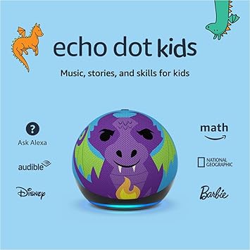 Amazon Echo Dot 5th Gen Kids with Alexa (Dragon Design)