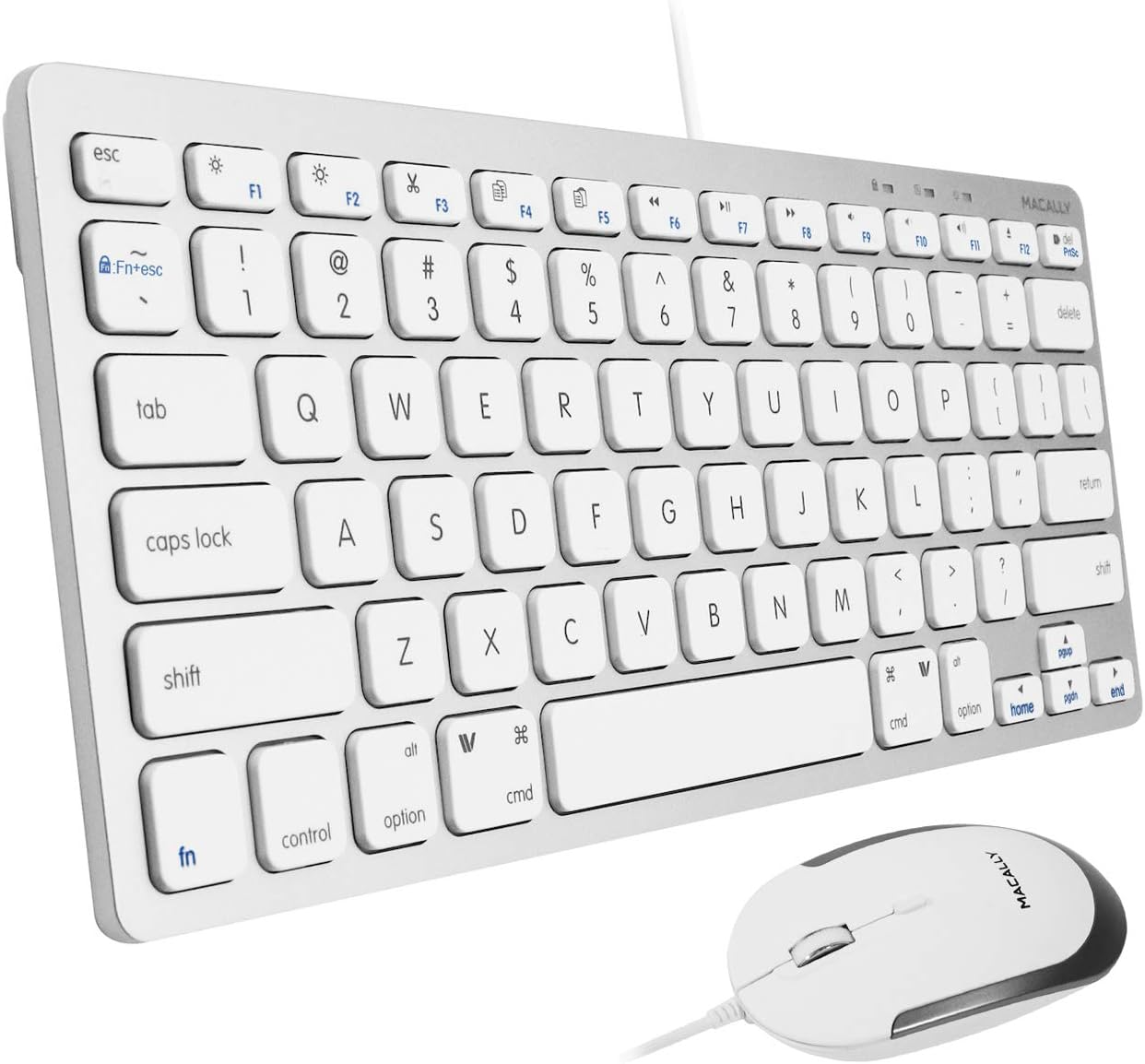 Macally Full Size USB Keyboard and Optical Mouse Combo, for Mac (White)