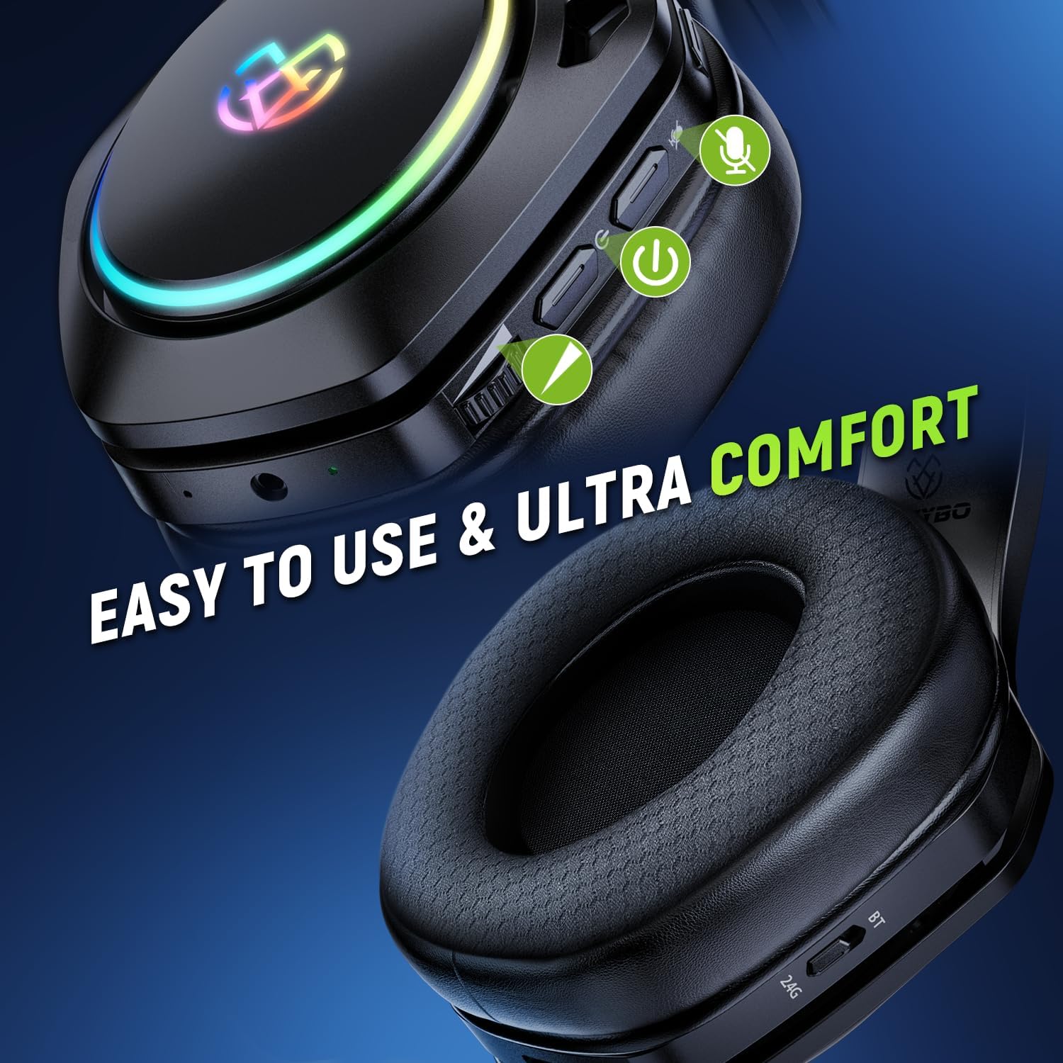 Wireless Gaming Headset for PS5/PS4/PC – 2.4GHz USB & Type-C (Black)