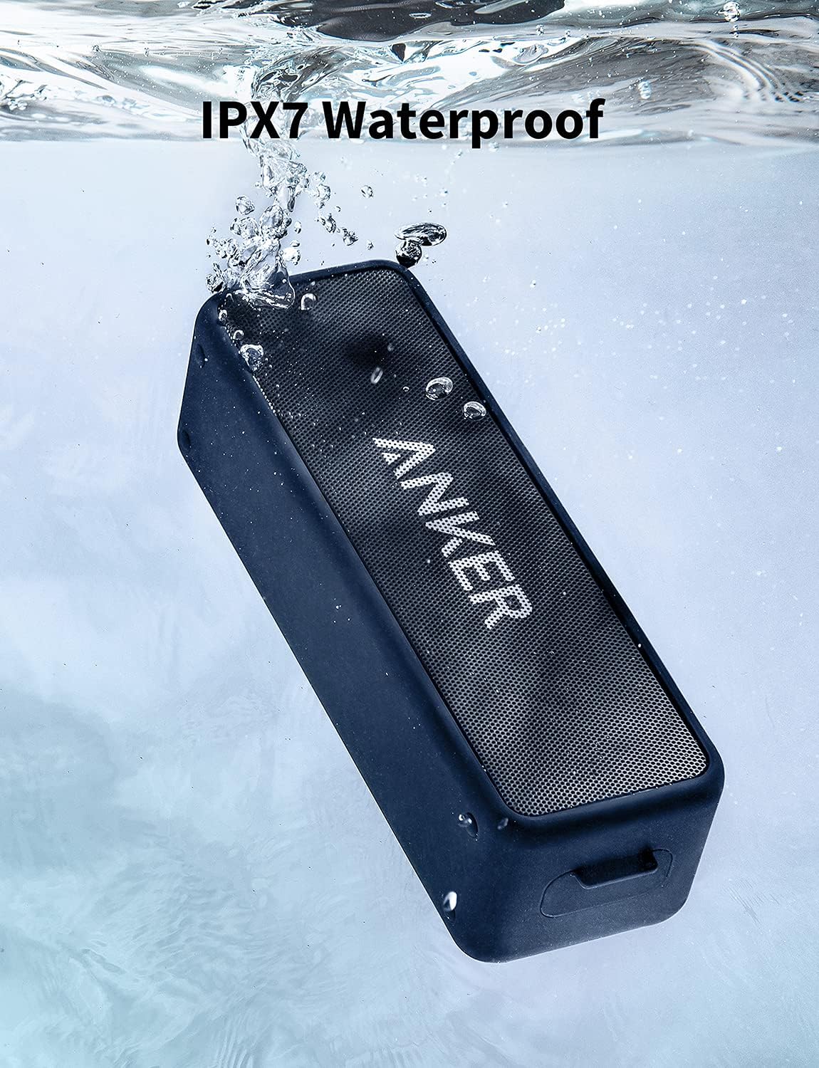 Soundcore Anker 2 Portable Bluetooth Speaker – 12W Dual-Driver, IPX7 Waterproof, Wireless with Mic (Navy Blue)