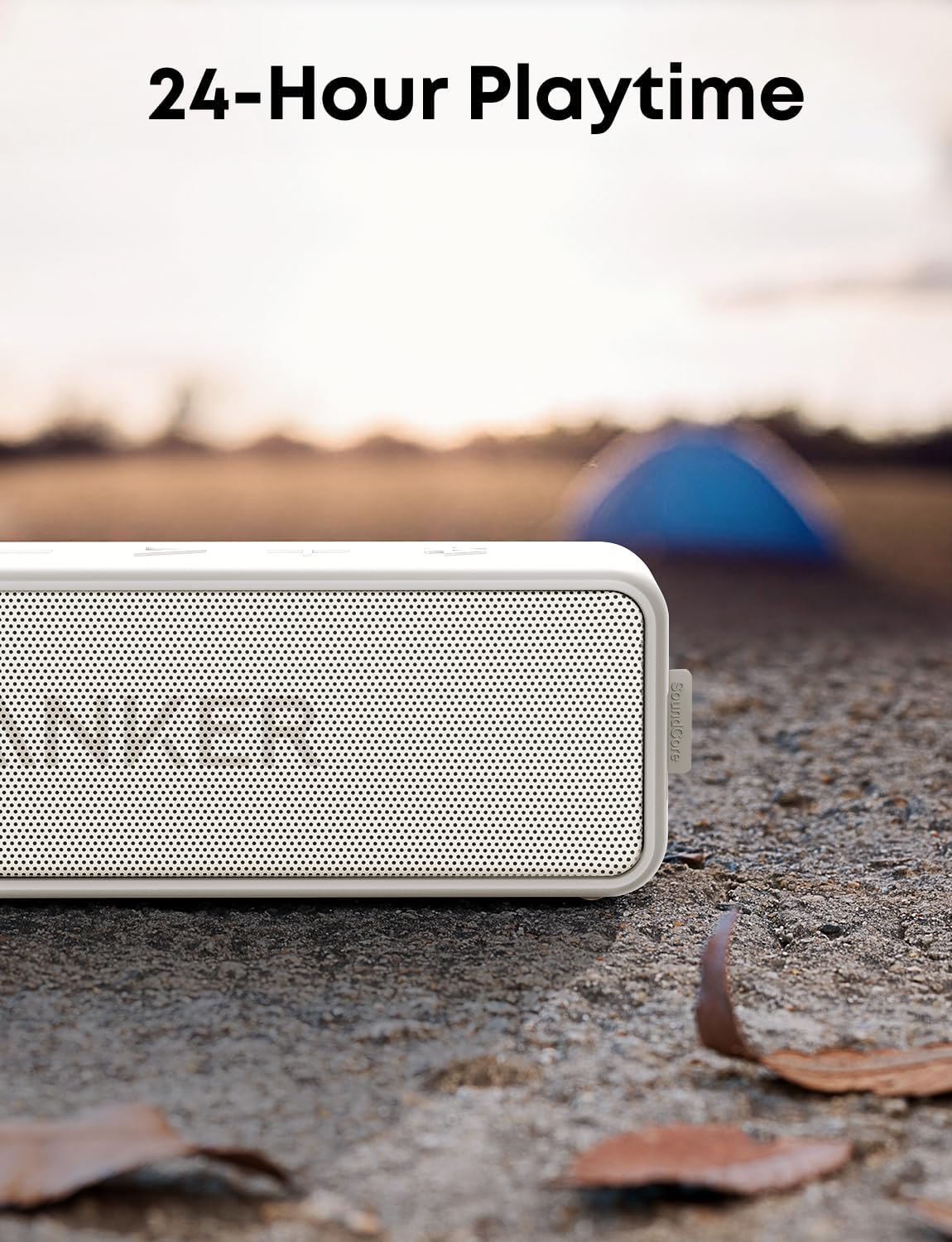 Soundcore Anker 2 Portable Bluetooth Speaker – 12W Dual-Driver, IPX7 Waterproof, Wireless with Mic (White)