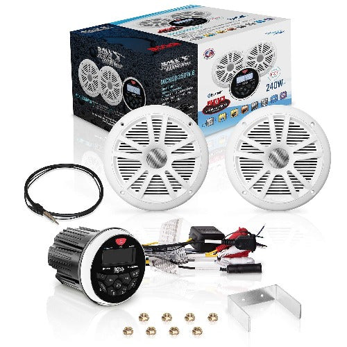 Boss Audio MCKGB350W.6 Kit de haut-parleurs stéréo marins 6,5 "- Blanc [MCKGB350W.6]