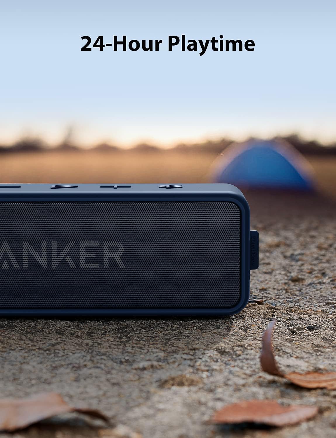 Soundcore Anker 2 Portable Bluetooth Speaker – 12W Dual-Driver, IPX7 Waterproof, Wireless with Mic (Navy Blue)