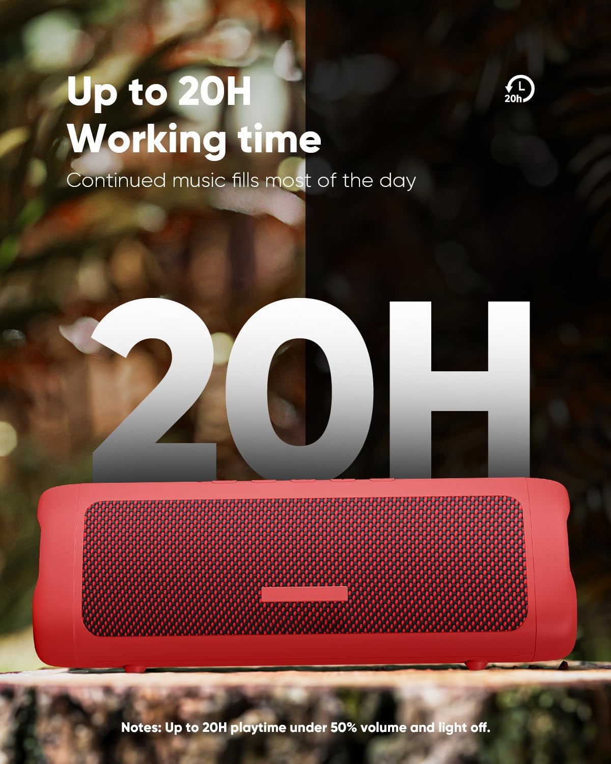 Portable Bluetooth Speaker – IPX5 Waterproof, TWS Pairing, Perfect Stocking Stuffer Gift - Red
