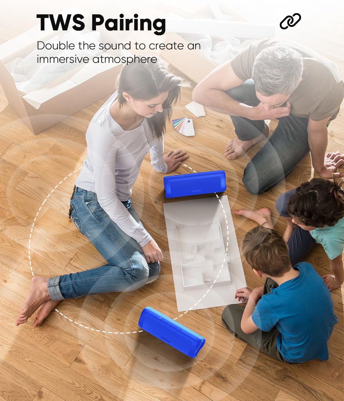 Portable Bluetooth Speaker – IPX5 Waterproof, TWS Pairing, Perfect Stocking Stuffer Gift - Blue