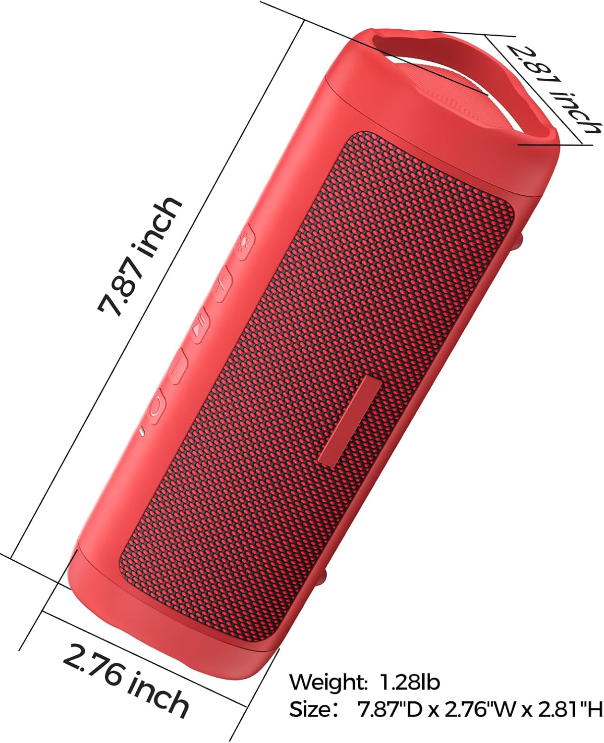 Portable Bluetooth Speaker – IPX5 Waterproof, TWS Pairing, Perfect Stocking Stuffer Gift - Red