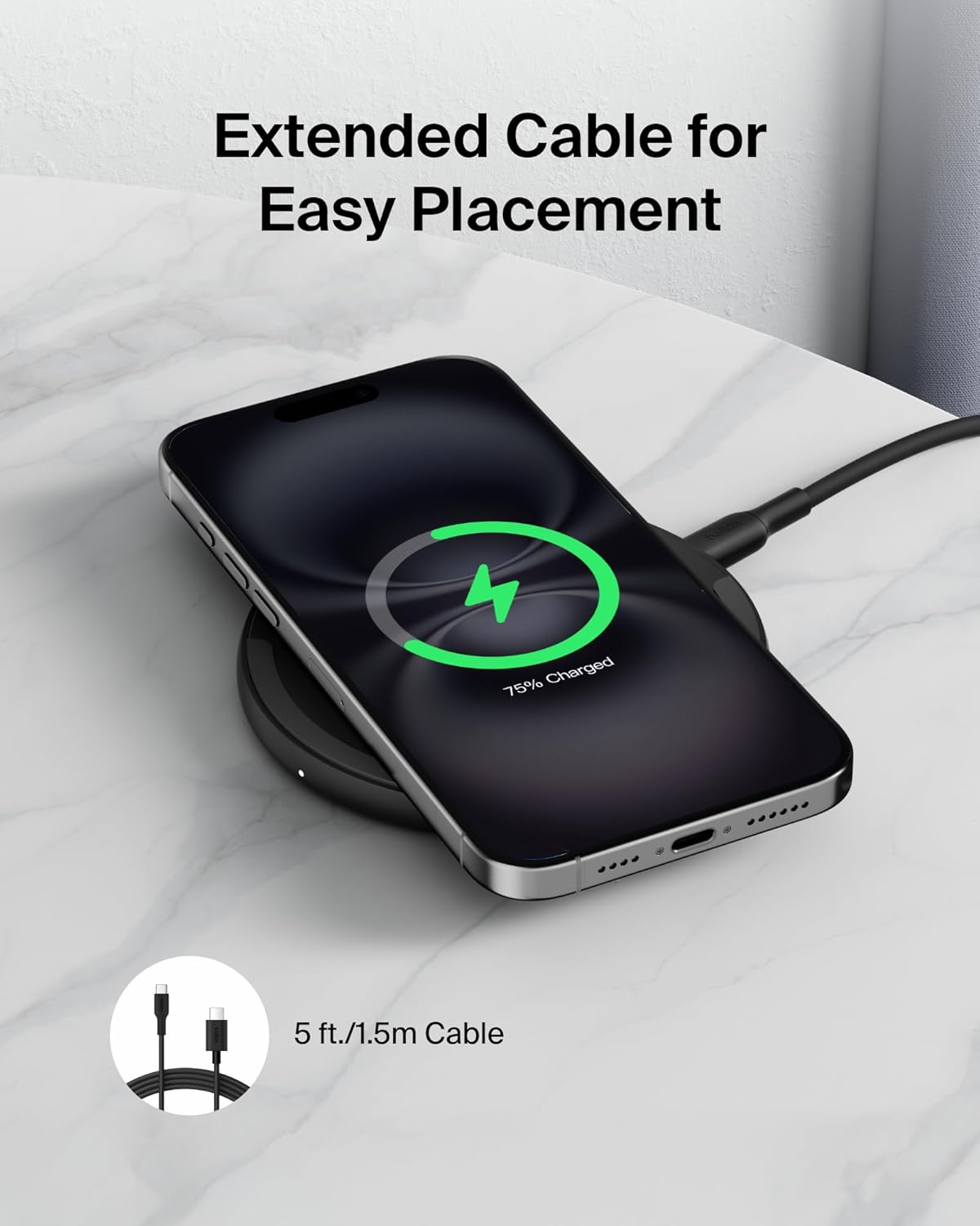 Belkin 15W Wireless Charging Pad – Fast Qi Charger for iPhone, Samsung, Pixel & AirPods (Black, 2-Pack)