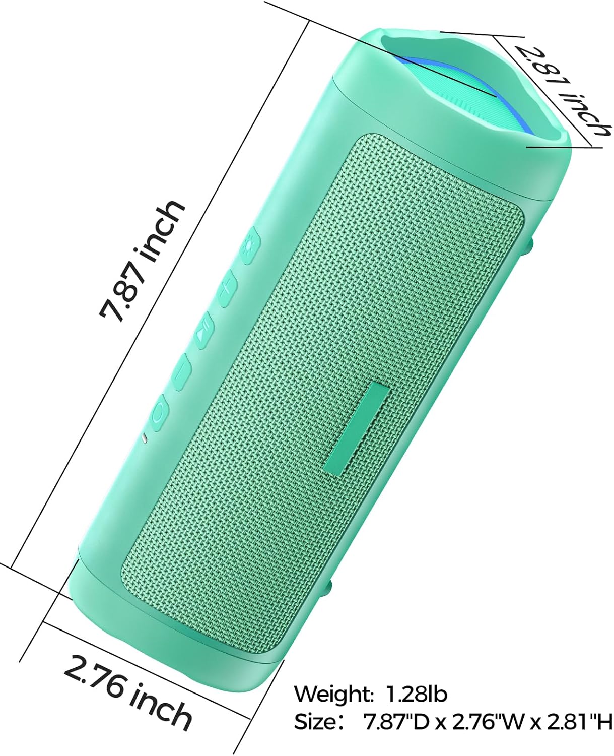 Portable Bluetooth Speaker – IPX5 Waterproof, TWS Pairing, Perfect Stocking Stuffer Gift - Teal