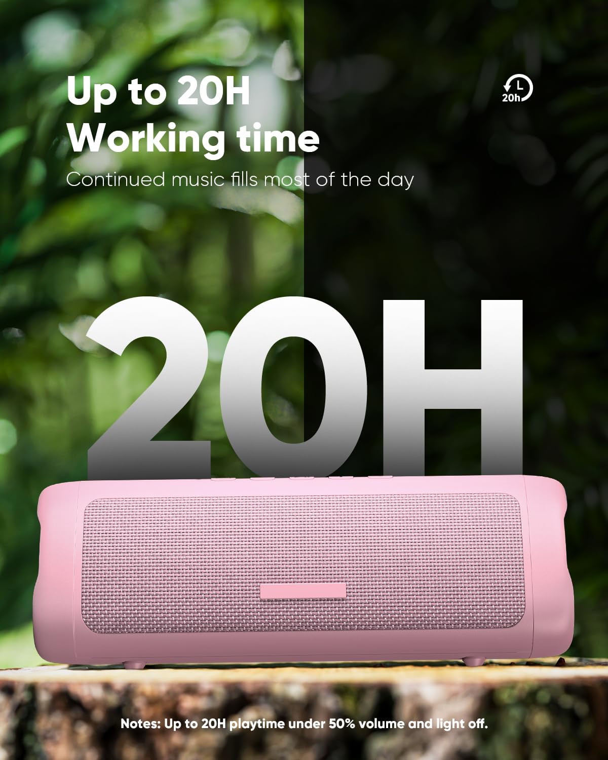 Portable Bluetooth Speaker – IPX5 Waterproof, TWS Pairing, Perfect Stocking Stuffer Gift - Pink
