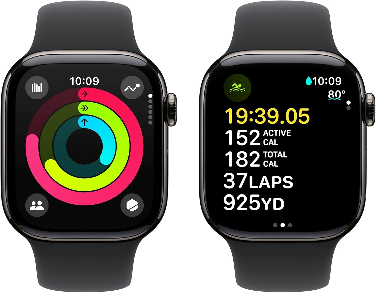Apple Watch Seres 10 42mm Cellular - Slate Titanium with M/L Black Sport Band