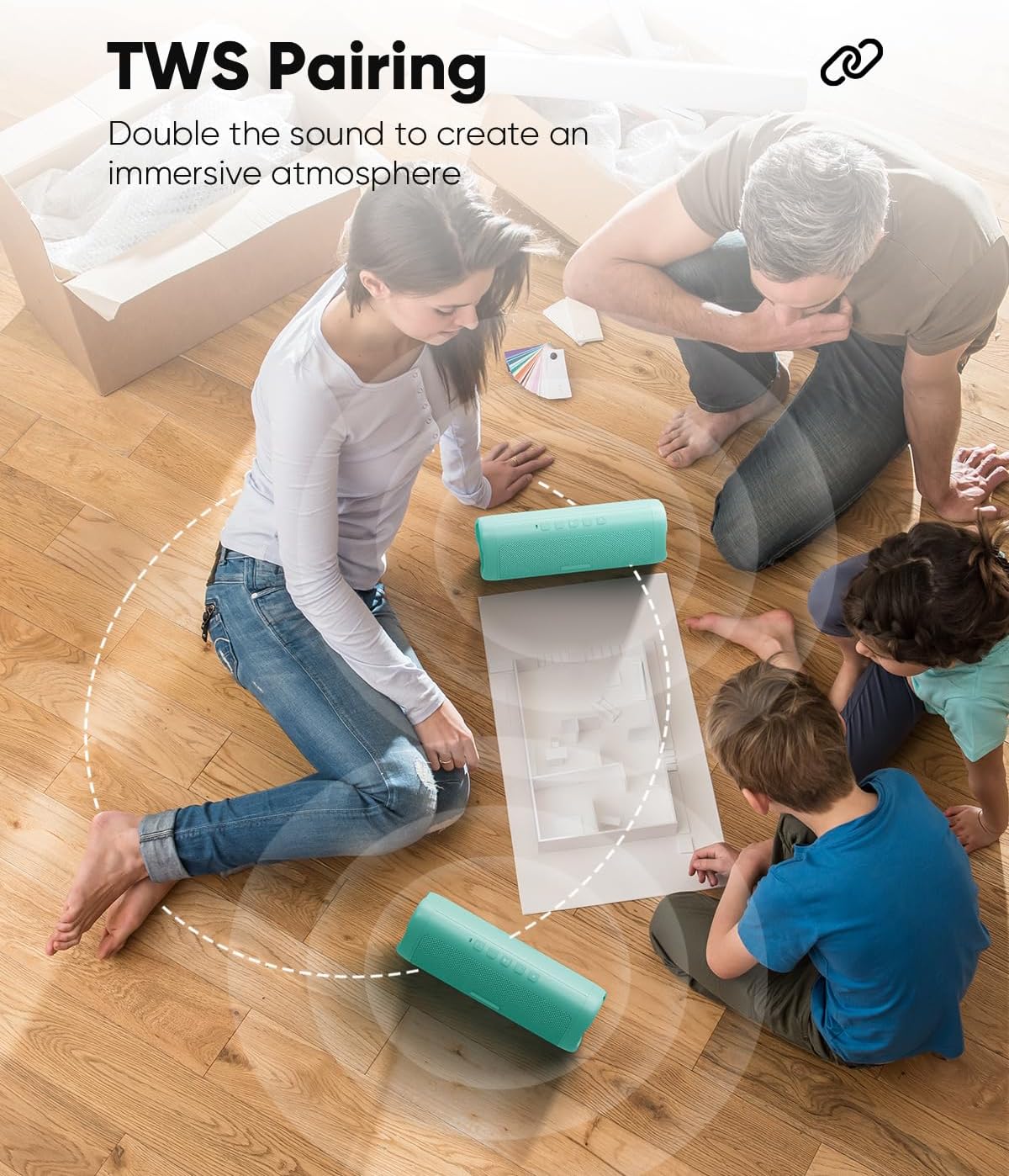 Portable Bluetooth Speaker – IPX5 Waterproof, TWS Pairing, Perfect Stocking Stuffer Gift - Teal