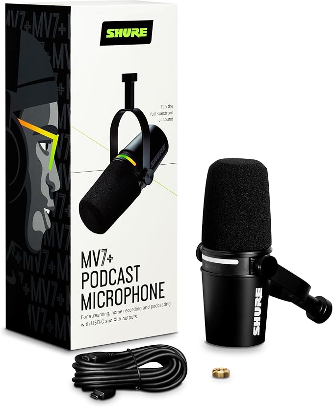 Shure MV7+ Podcast Dynamic Microphone (Black)