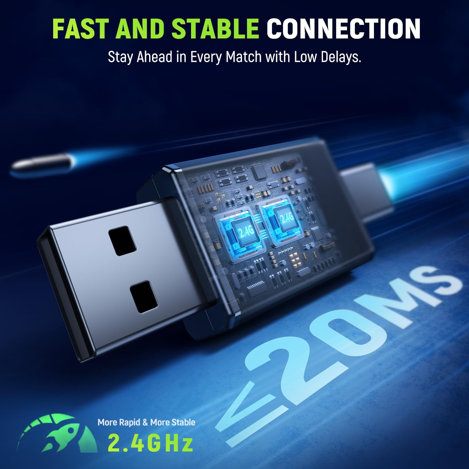 Wireless Gaming Headset for PS5/PS4/PC – 2.4GHz USB & Type-C (Black)