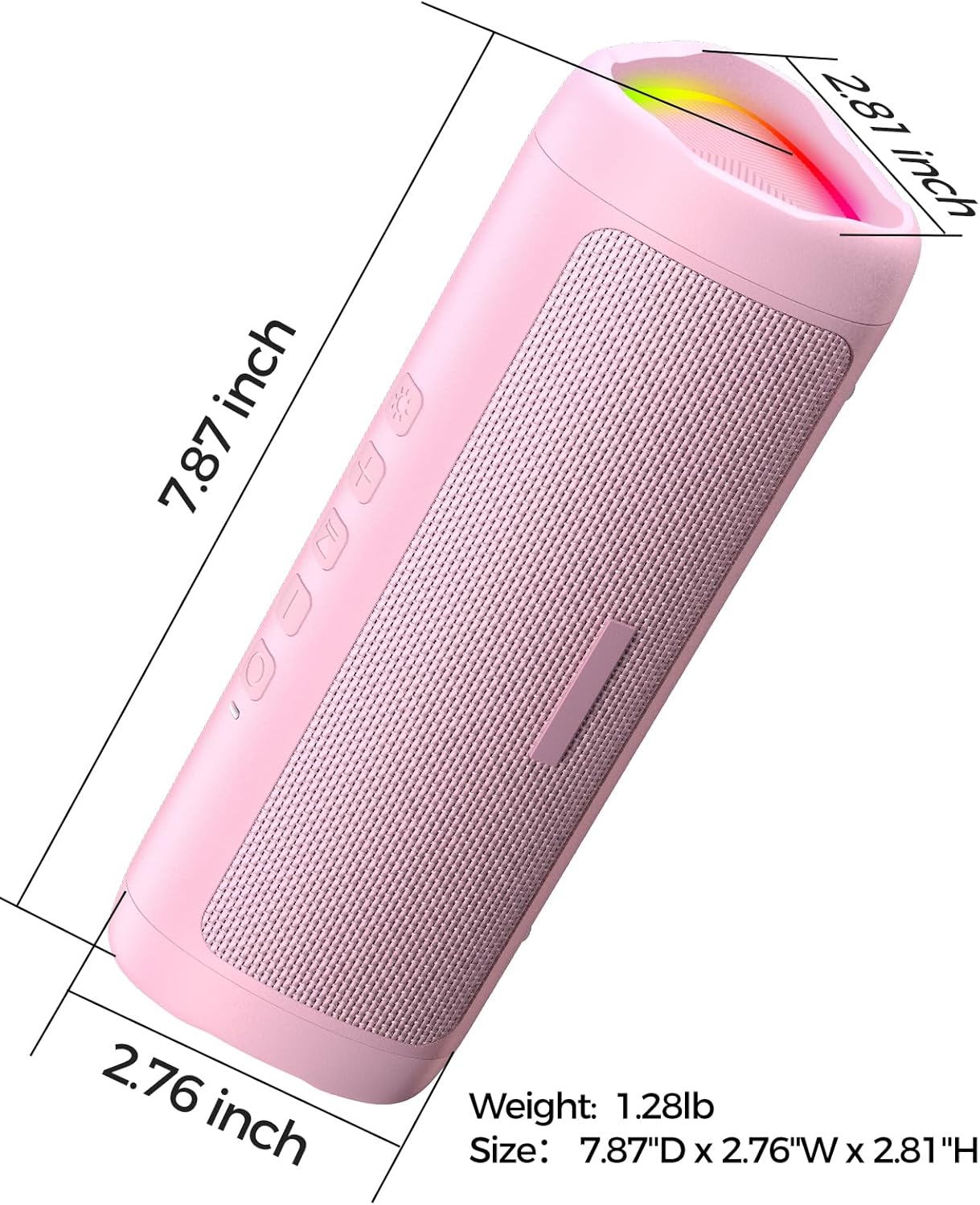 Portable Bluetooth Speaker – IPX5 Waterproof, TWS Pairing, Perfect Stocking Stuffer Gift - Pink