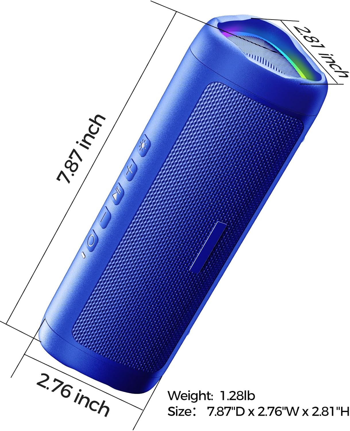 Portable Bluetooth Speaker – IPX5 Waterproof, TWS Pairing, Perfect Stocking Stuffer Gift - Blue