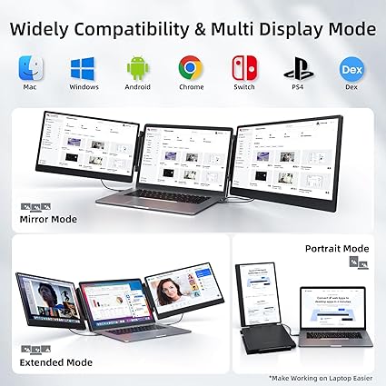 ZUMWALT 14" Triple Portable Laptop Screen Extender