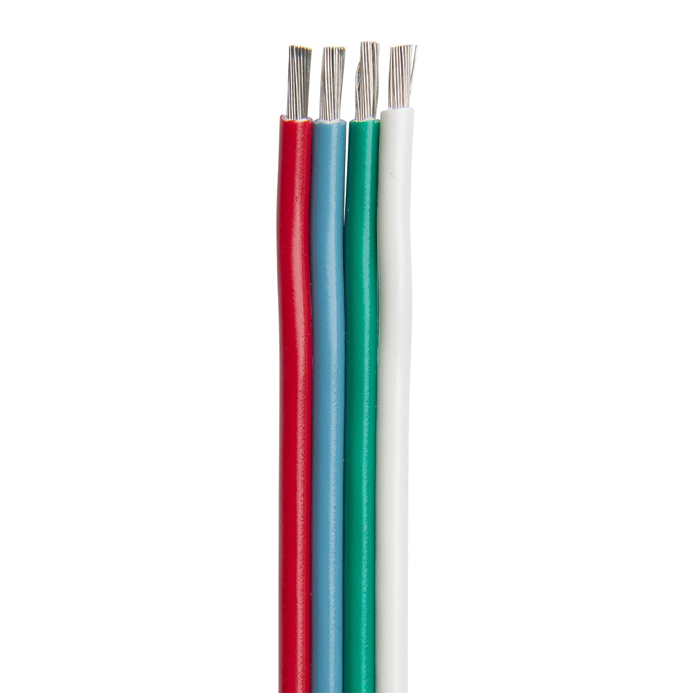 Ancor Flat Ribbon Bonded RGB Cable 16/4 AWG - Red, Light Blue, Green &amp; White - 100'