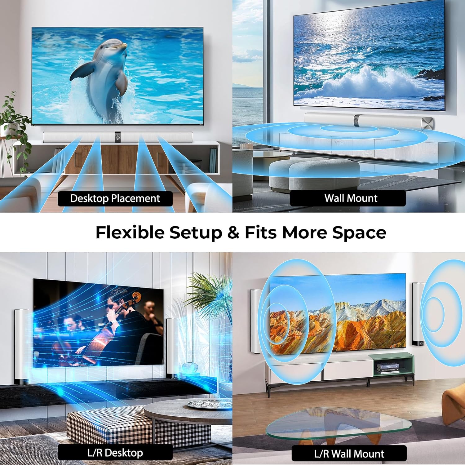 Assistrust KY-8000 Sound Bar – 80W, Bluetooth, ARC, Detachable (Silver)