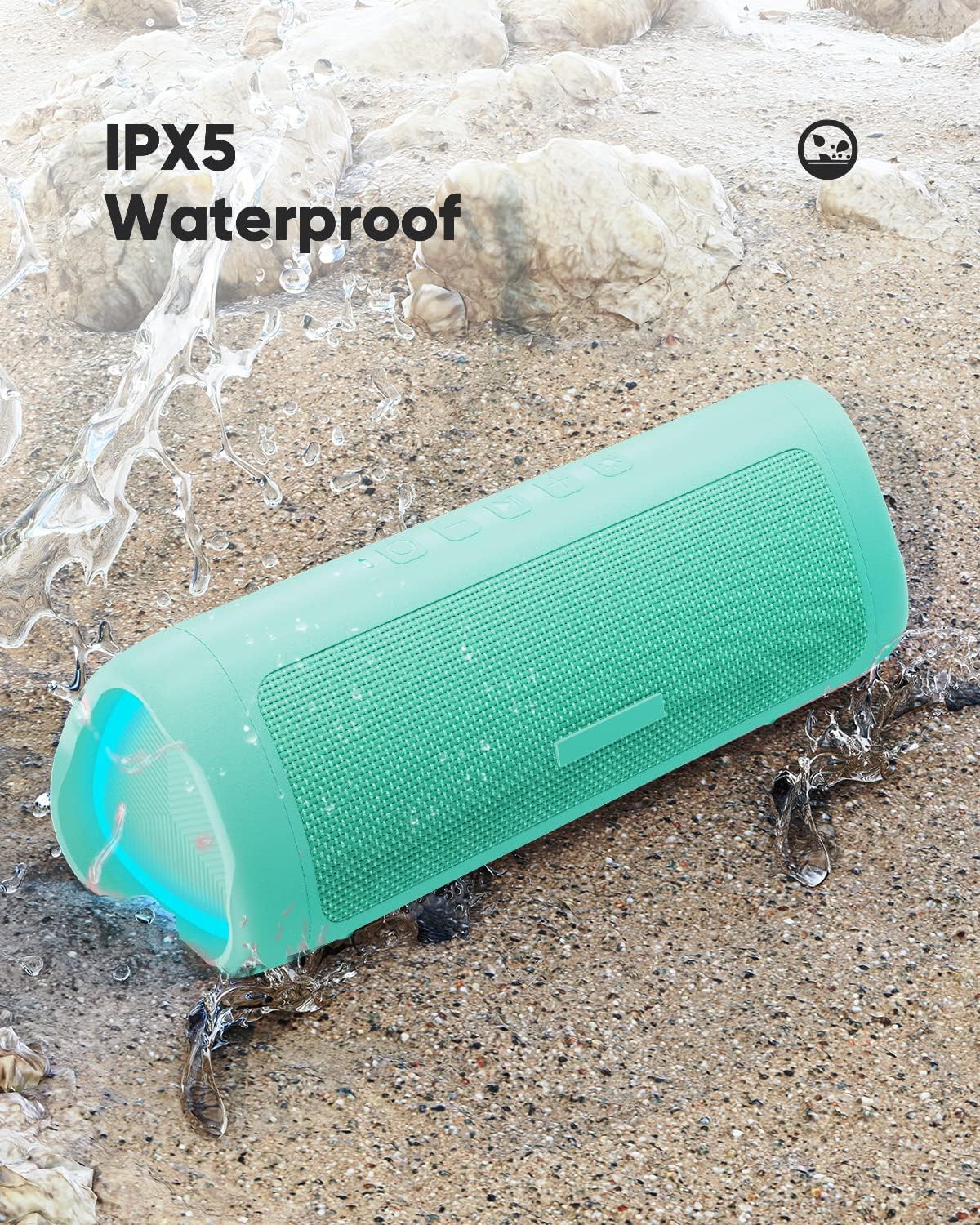 Portable Bluetooth Speaker – IPX5 Waterproof, TWS Pairing, Perfect Stocking Stuffer Gift - Teal