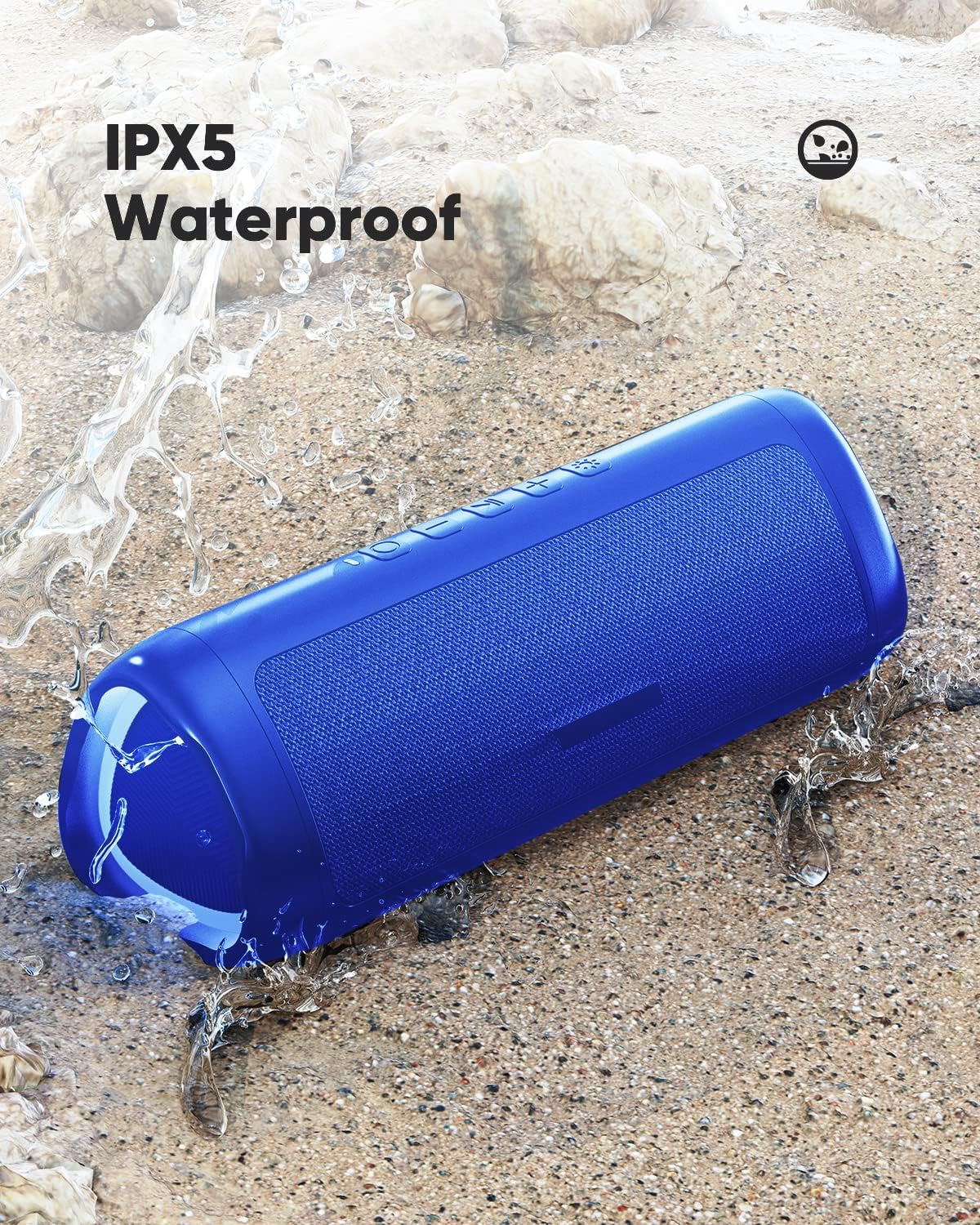 Portable Bluetooth Speaker – IPX5 Waterproof, TWS Pairing, Perfect Stocking Stuffer Gift - Blue