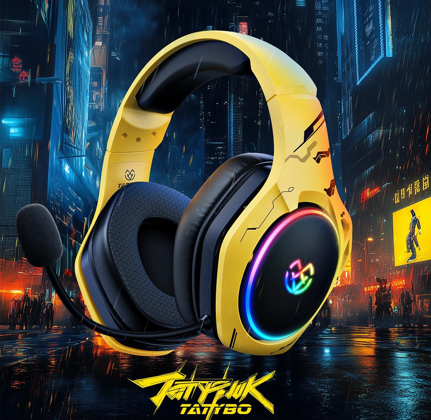 Wireless Gaming Headset for PS5/PS4/PC – 2.4GHz USB & Type-C (Yellow)