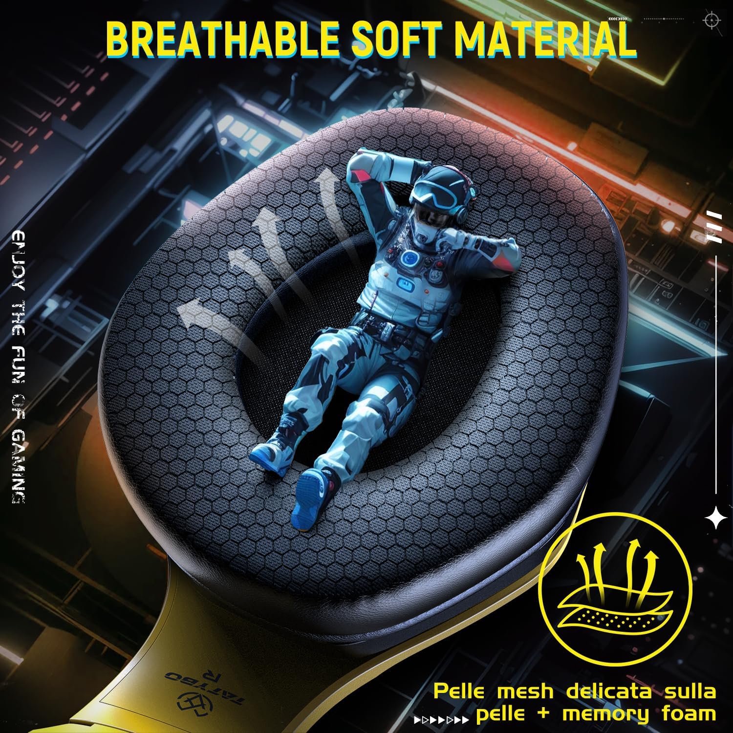 Wireless Gaming Headset for PS5/PS4/PC – 2.4GHz USB & Type-C (Yellow)