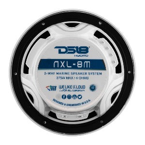DS18 Nouvelle édition HYDRO 8" Haut-parleurs marins 2 voies avec éclairage LED RVB 375 W - Blanc [NXL-8M/WH]