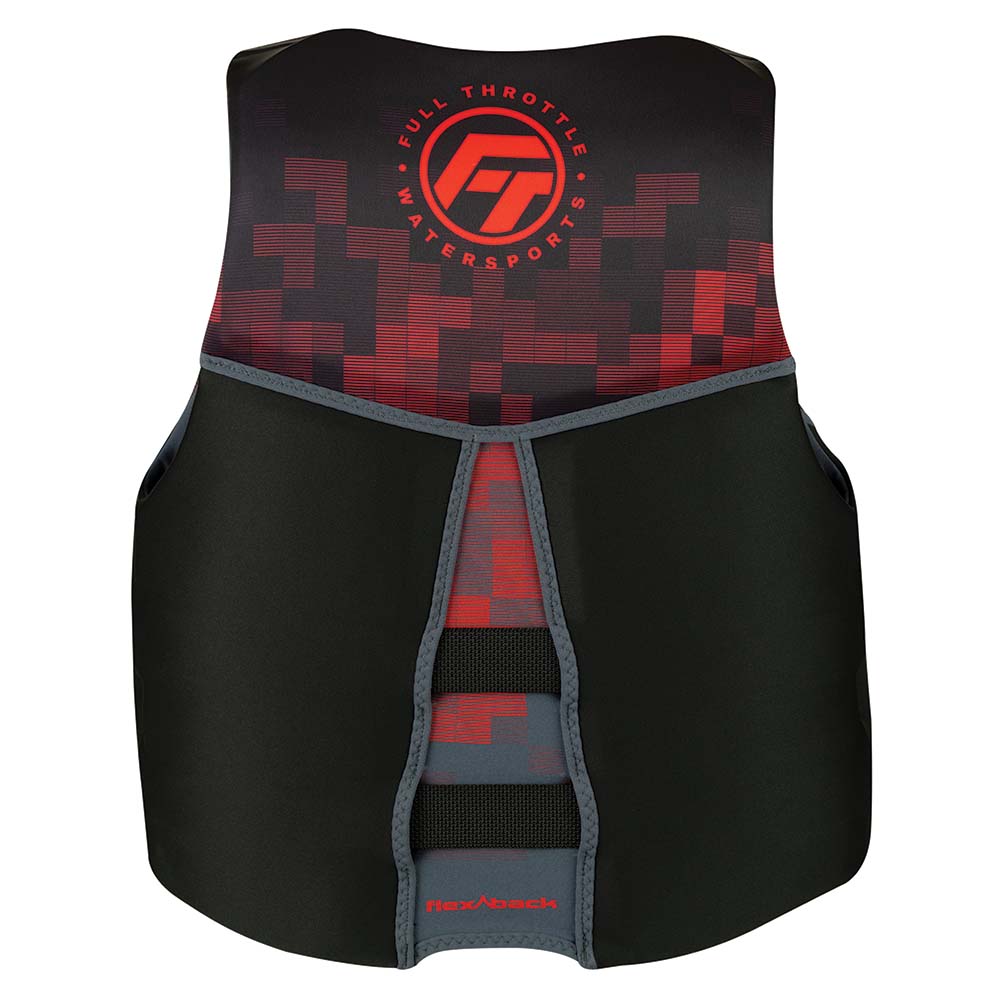 Chaleco salvavidas Full Throttle para hombre de secado rápido y espalda flexible - L - Negro/Rojo [142500-100-040-22]