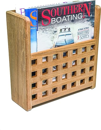 Whitecap Teak Grate Front Magazine Rack [62502]