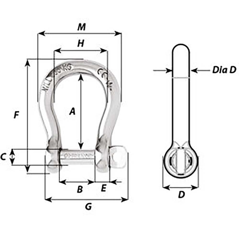 Manille à arc autobloquant Wichard - Diamètre 5 mm - 3/16 "[01242]