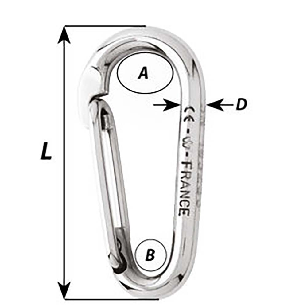 Wichard Symmetric Carbine Hook Without Eye - Length 60mm - 1/4" [2333W]