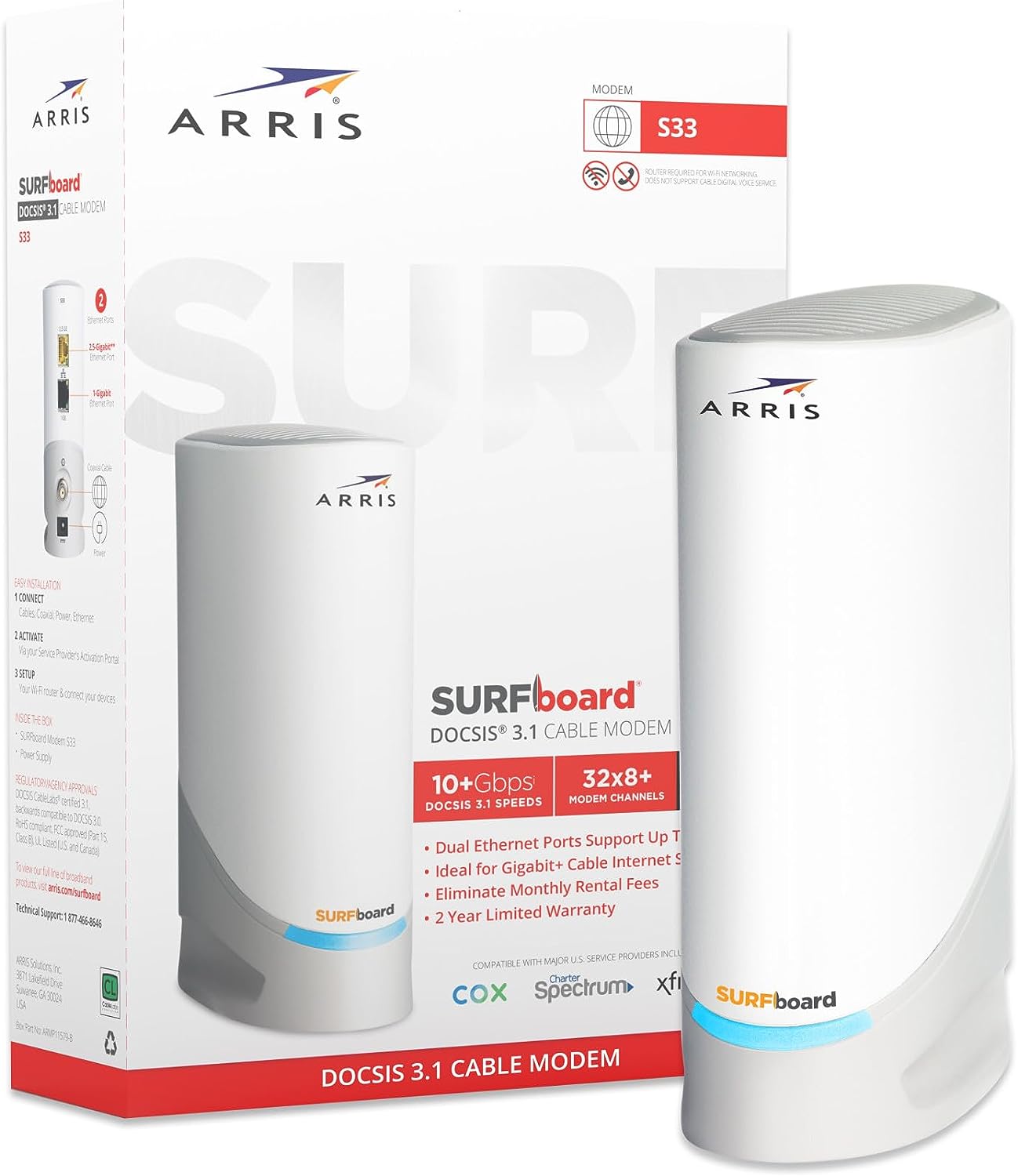 ARRIS Surfboard S33 DOCSIS 3.1 Multi-Gigabit Cable Modem
