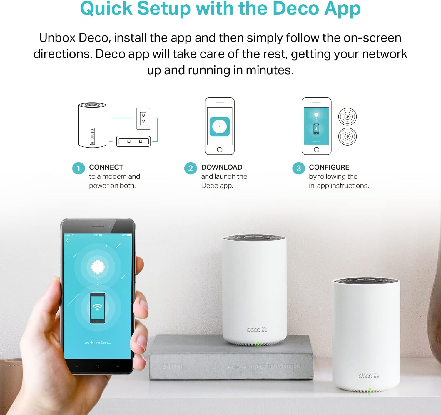 TP-Link Deco AX3000 WiFi 6 Mesh System (Deco X55), 3-pack