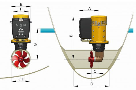 Vetus BOW9512D Bow Thruster 5.7KW 95kgF 12vDC 185mm Tunnel
