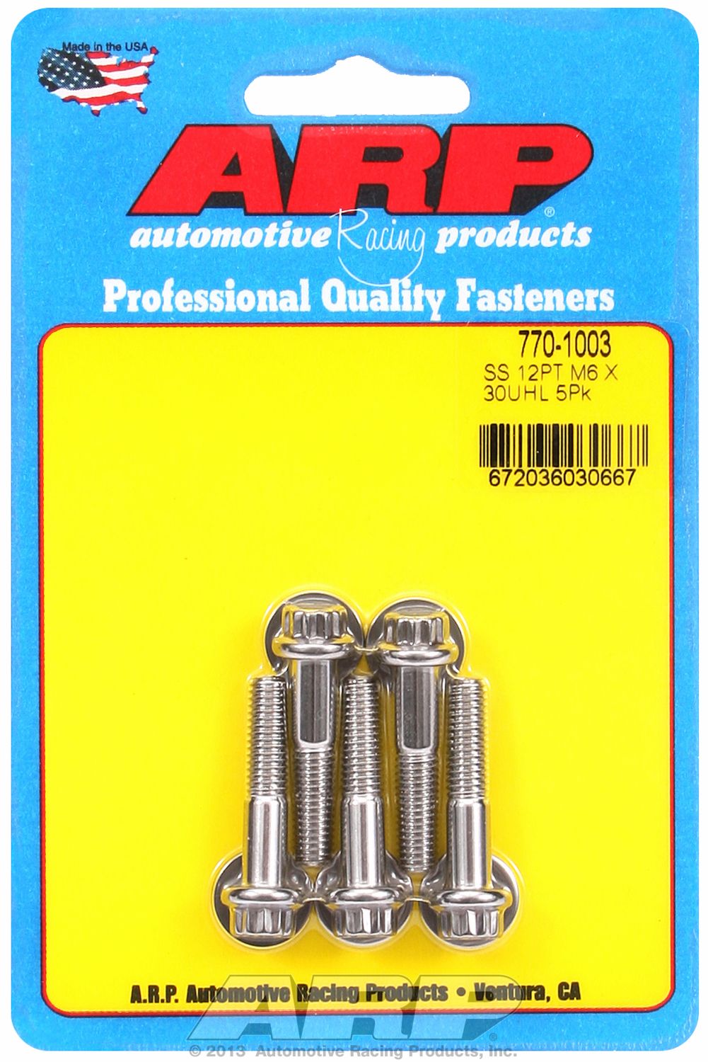 ARP M6 X 1.00 X 30 12PT SS [770-1003]