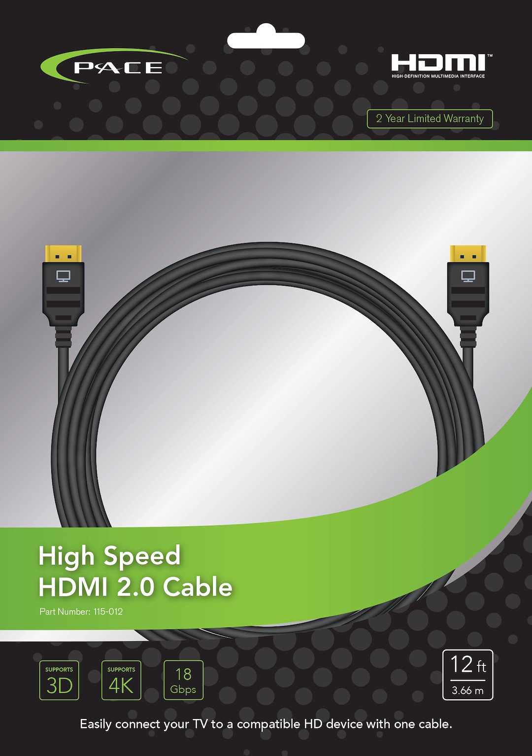 PACE INT'L PACE - 12FT HDMI CABLE [115-012]