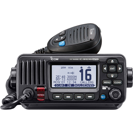 ICOM VHF  COMPACT  W/HAILER & GPS  BLACK [M424G BLACK]