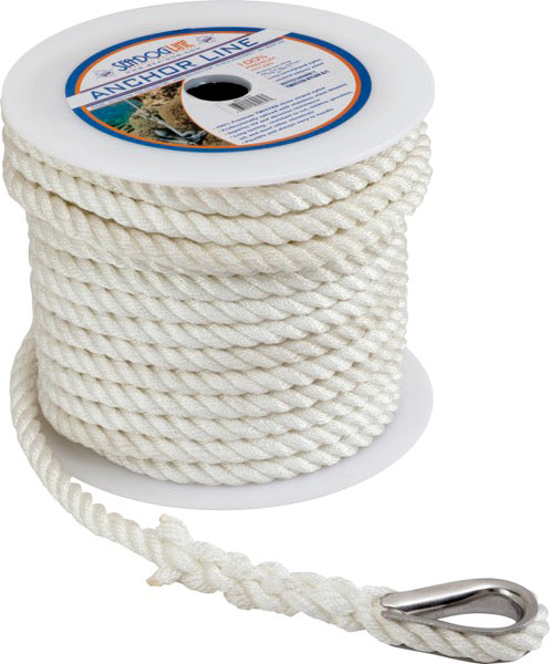 SEA DOG TWISTED NYLON ANCHOR LINE 3/8' [301110150WH-1]