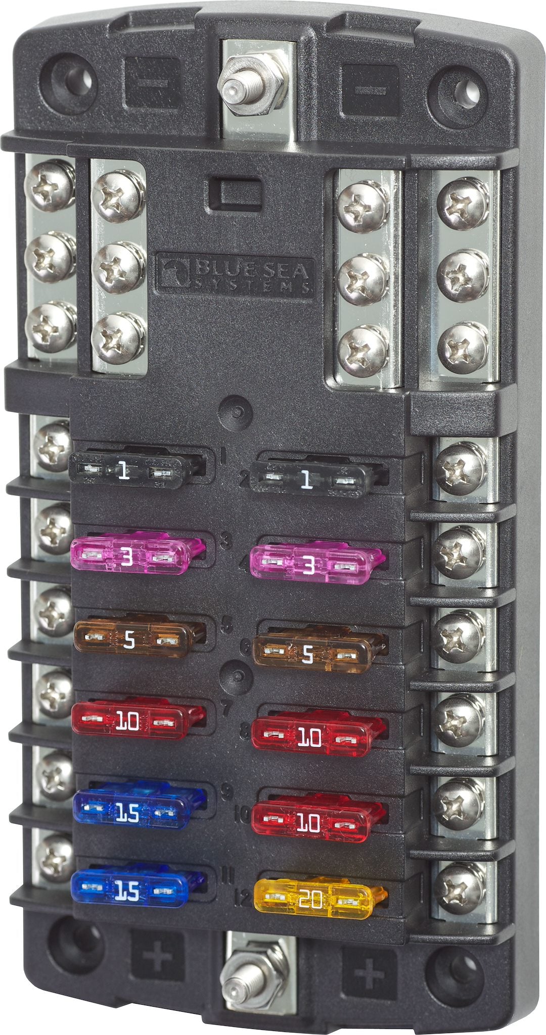 BLUE SEA FUSE BLOCK STBLADE 12CIRC W/GND [5031-BSS]