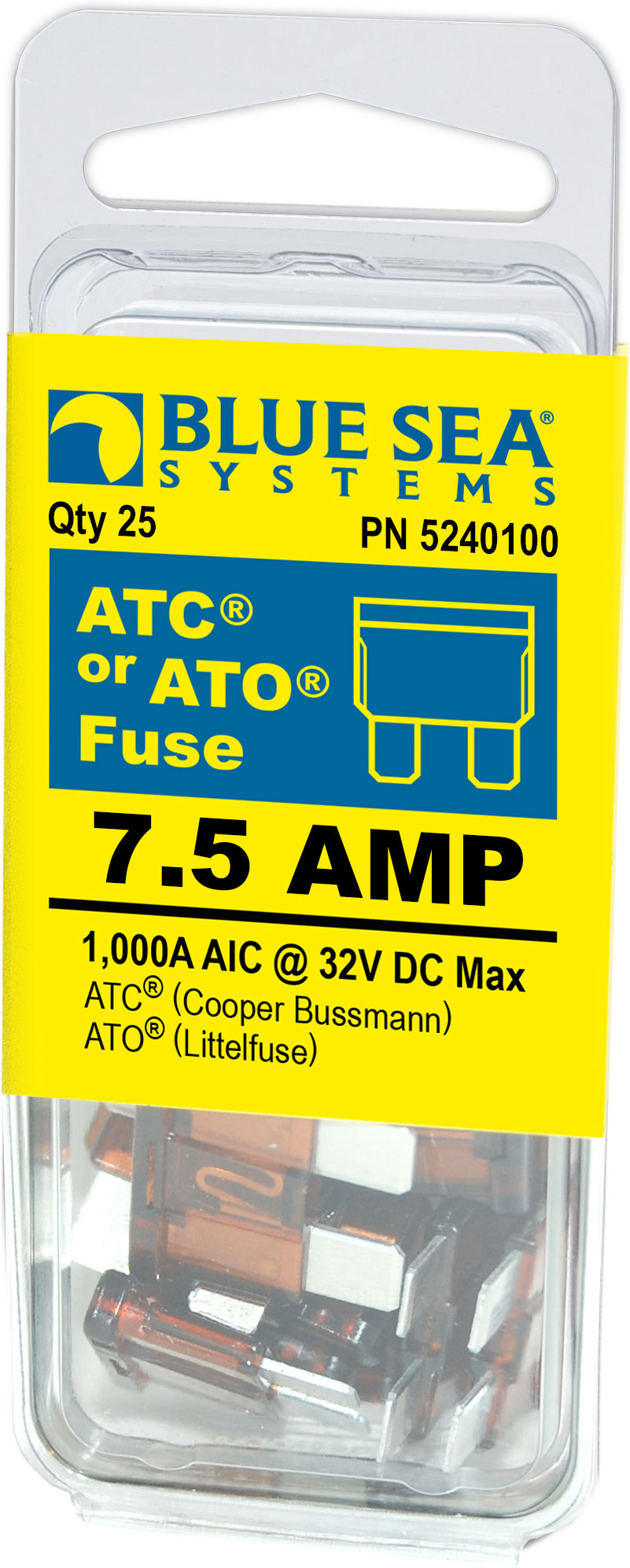 BLUE SEA FUSE ATO/ATC 7.5A PACK 25 [5240100-BSS]