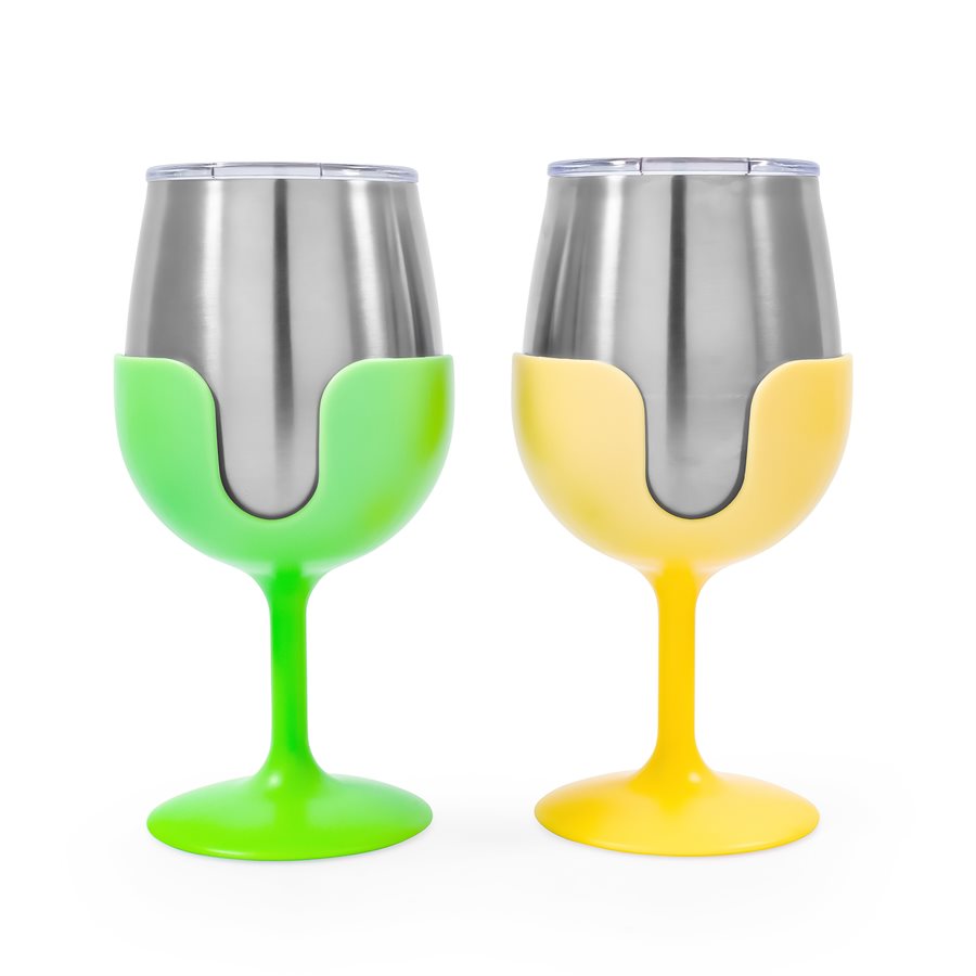 CAMCO LIBATC  WINE TUMBLER SET (GREEN/YEL [51916]